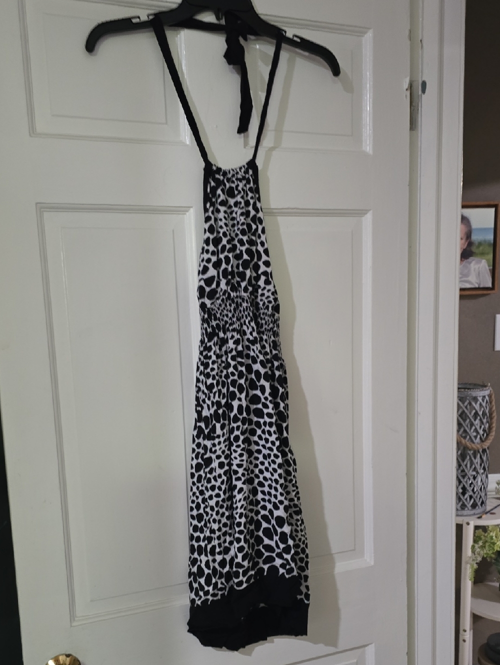 BUNDLE 3/$16.Black and White Halter Animal Print Mini Dress